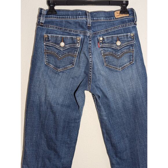 Levi's 505 Straight Leg Women's Dark Wash Blue Denim Jeans Size 28/30 - Picture 5 of 9